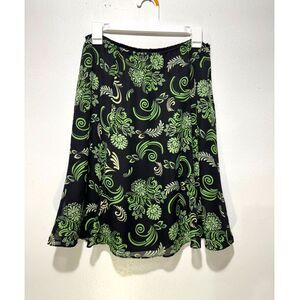 Y2K VTG midi skirt pull on colorful romantic whimsy goth green office women 10p
